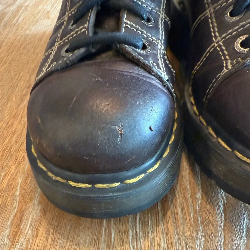 DR. MARTENS Vintage 9806 Brown Leather Chunky Oxford‎ Platform Y2K Women’s Sz 8